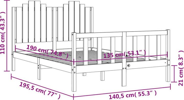 Image du produit vidaXL Bettrahmen (135 x 190 cm)