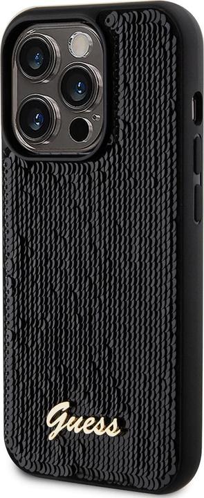 Actual product image Guess GUHCP14LPSFDGSK iPhone 14 Pro 6.1 czarny/black hardcase Sequin Script Metal (Apple iPhone 14 Pro)