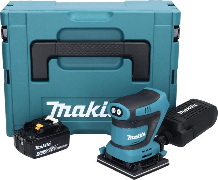 Produktbild Makita DBO 480 G1J Akku Schwingschleifer 18 V 112 x 102 mm + 1x Akku 6,0 Ah + Makpac - ohne (Schwingschleifer)