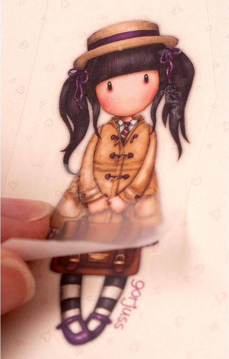 Actual product image art by marlene Rub-on Stickers 4x2 designs Gorjuss