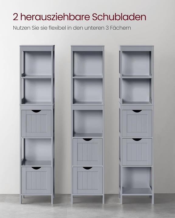 Produktbild Vasagle Kommode in Landhausstil 30 x 141.5 cm, Grau (30 x 30 x 141.50 cm)