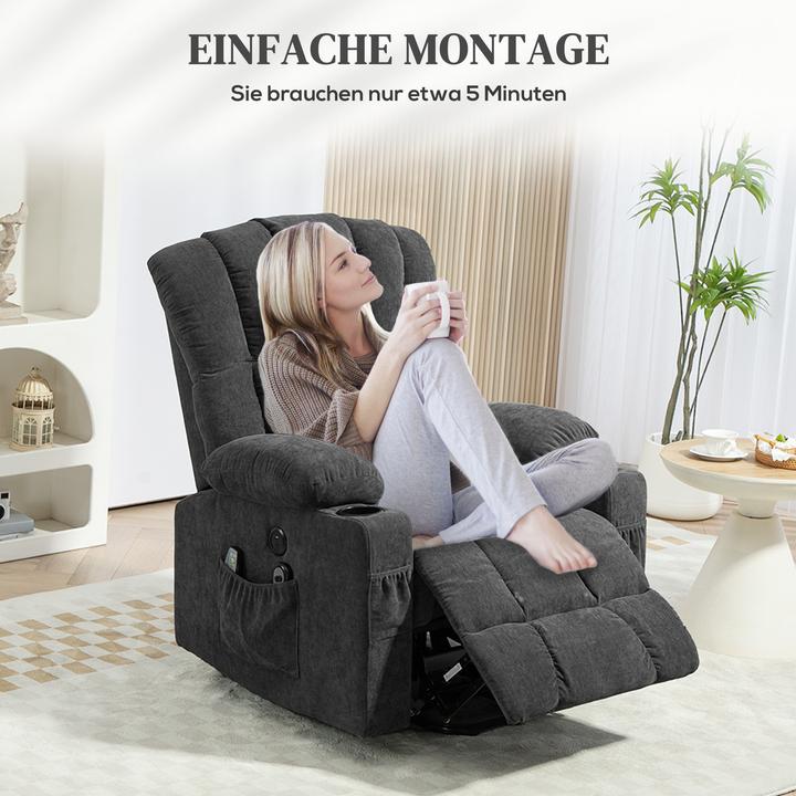 Produktbild Homcom Fernsehsessel mit Aufstehhilfe Polyester Dunkelgrau