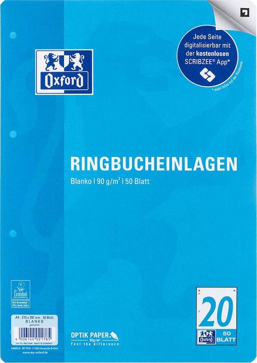 Actual product image Oxford Ring binder inserts, A4