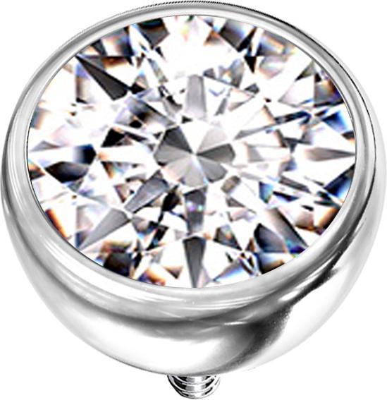Immagine prodotto Star Piercing Ancora dermica emisfero d'argento con cristallo d'argento (senza ottone, Acciaio chirurgico 316L)