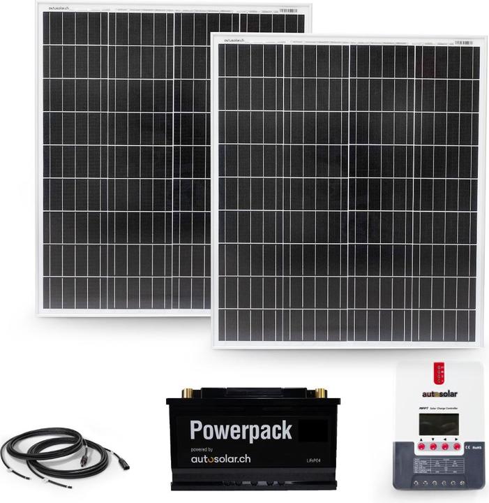 Immagine prodotto Autosolar Set solare da 200W con regolatore di carica MPPT da 20A e batteria al litio da 105Ah (200 W)