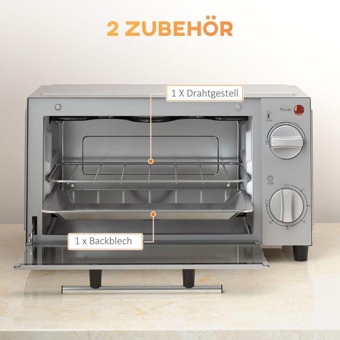 Produktbild Swisshandel24 Minibackofen 9L Mini Ofen mit Backblech, Grillrost, 100 °C-230 °C Edelstahl, silber