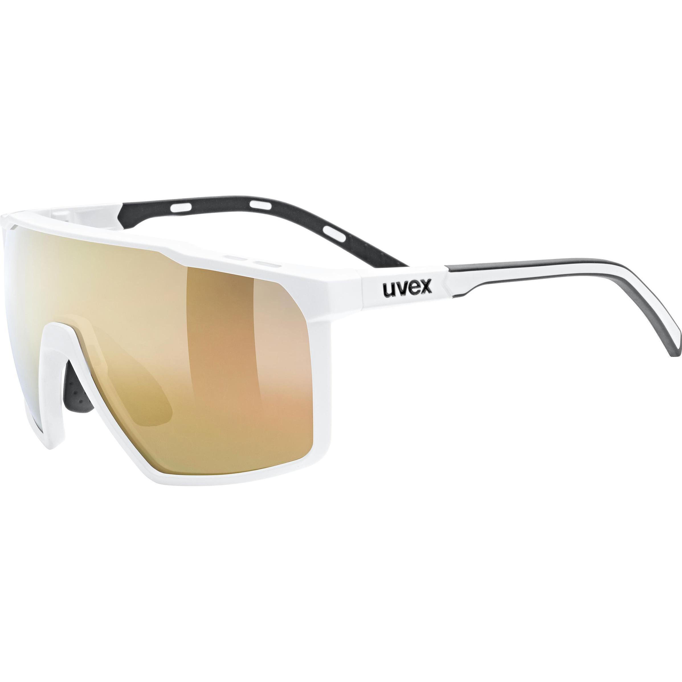 Uvex Sports, Herren, Sportbrille, mtn perform small (White Matt, Mirror Gold), Weiss