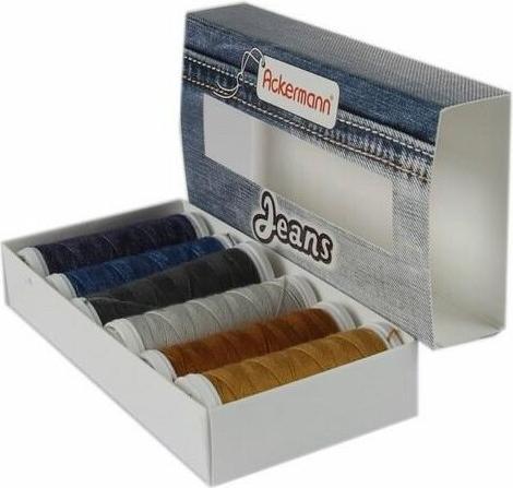 Image du produit Jeans Nähgarnset Farben Mix, Jeansgarn 4x Stärke 30 zu je 70m & 2x Stärke 80 zu je 150m