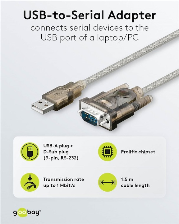 Produktbild Goobay USB seriell RS232 Konverter (1.50 m)