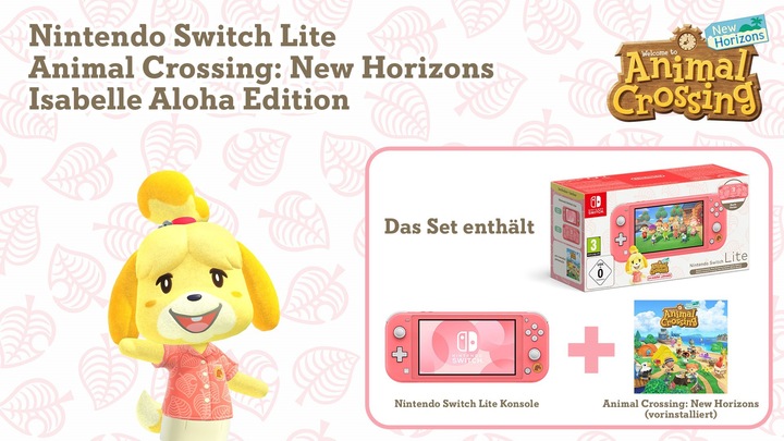 Produktbild Nintendo Switch Lite Animal Crossing: New Horizons Isabelle Aloha Edition