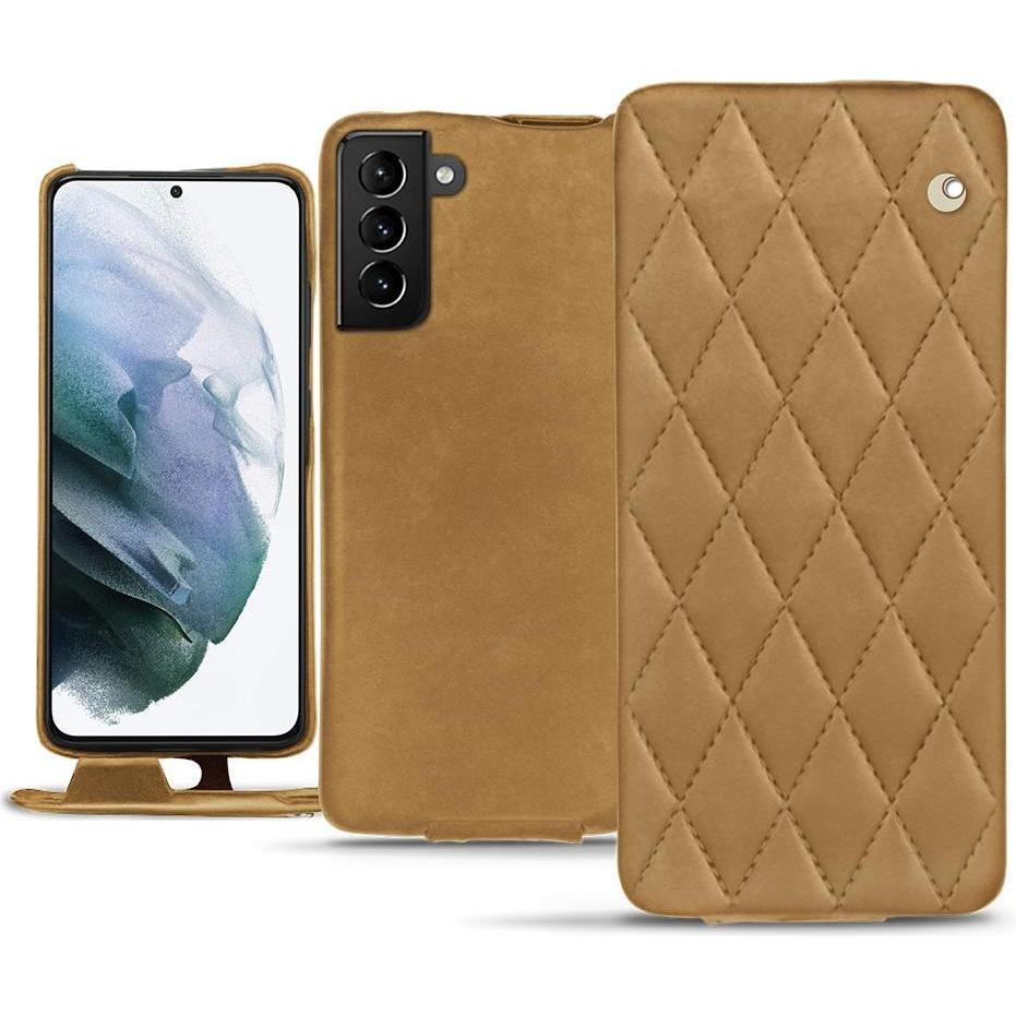 Noreve Lederschutzhülle vertikal (Samsung Galaxy S21+), Smartphone Hülle, Braun