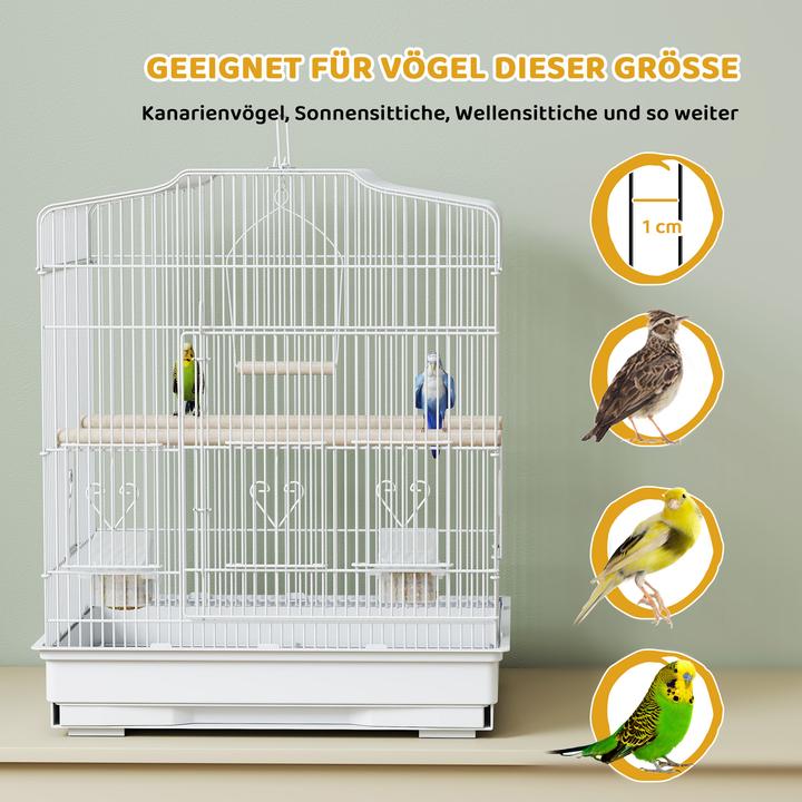Produktbild PawHut Vogelkäfig Stahl, Kunststoff Weiss