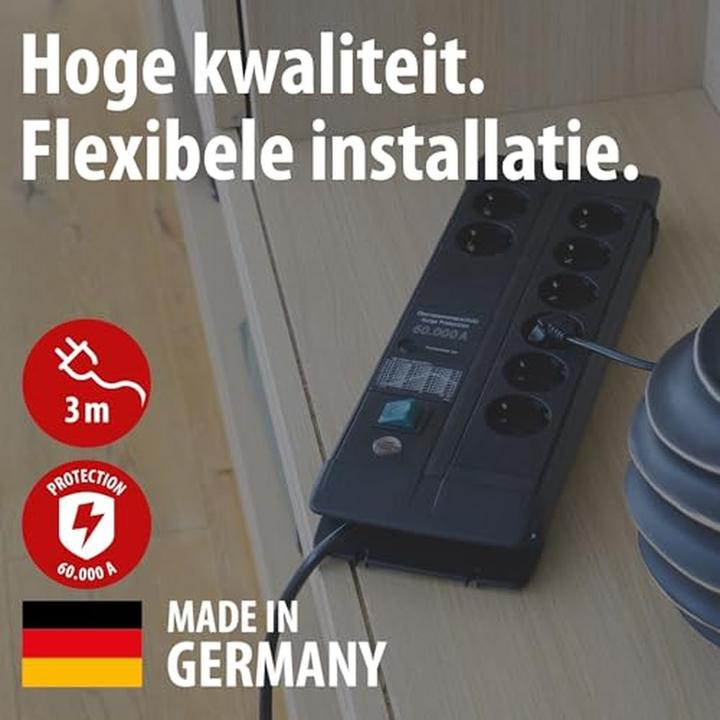 Produktbild Brennenstuhl 1256000698 Steckdosenleiste Schwarz Schutzkontakt 1 St. (8x, CEE 7/3, 3 m)