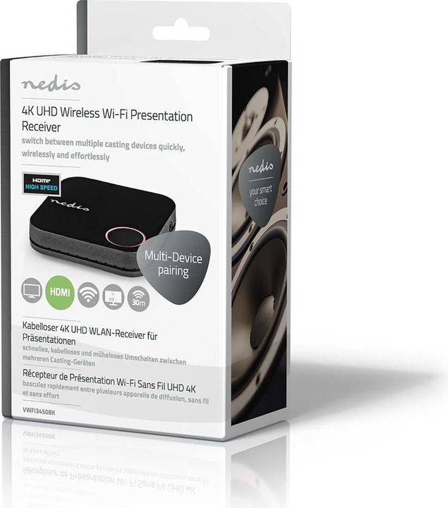 Image du produit Nedis Récepteur HDMI™ sans fil | WLAN | 2400 MHz | 30.0 m (ligne de vue) | 4K@60Hz | 0.04 Gbps | PVC