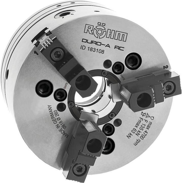 Produktbild Röhm Kraftspannfutter KFD-HS 200, 3-Backen, Spitzverzahnung 90°, ISO 702-I