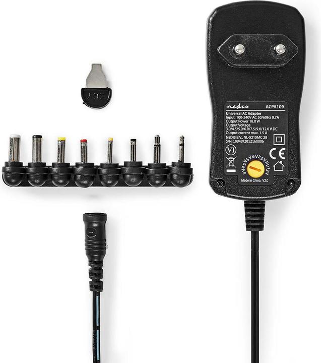 Immagine prodotto Nedis Adattatore universale di alimentazione CA 7,5 W 3-12 V CC 1,10 m 2,0 A 8 Spine Nero