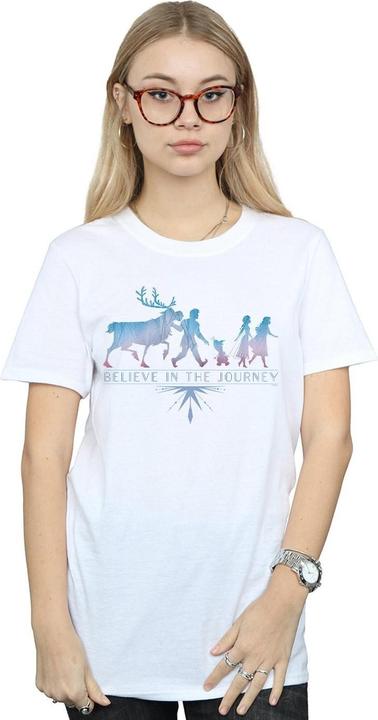 Actual product image Disney Womens/Ladies Frozen 2 Believe In The Journey Silhouette Cotton Boyfriend T-Shirt (5XL)