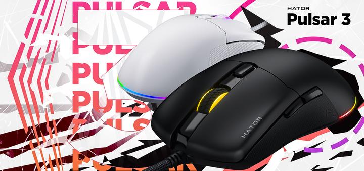 Actual product image Hator Pulsar 3, black - Optical Yellow 100M Switches PixArt PMW 3311(HTM610) (Cable)