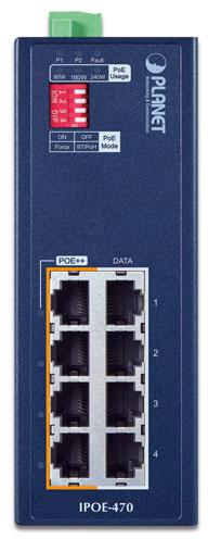 Image du produit Planet Hub d'injection PoE++ industriel 4 ports GE 802.3bt (802,3at (PoE+), 802,3bt (PoE+++), 240 W)