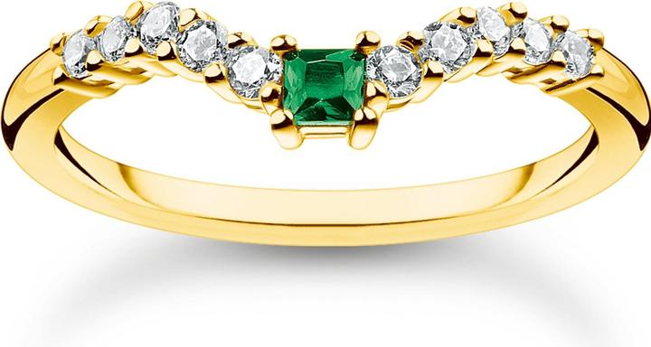 Immagine prodotto Thomas Sabo Anello pietra verde con pietre bianche oro (56, 925 Argento)