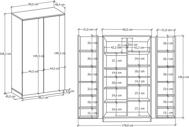 Valeurs nutritives et ingrédients Skye Decor Paose (90 x 48.50 x 158.50 cm)