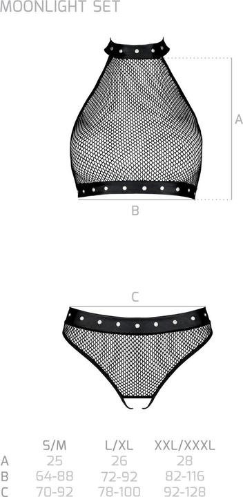 Actual product image Passion Moonlight Set with Open Crotch - Black (XXL, 3XL)