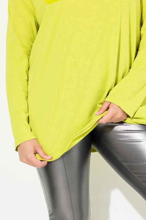 Produktbild Ulla Popken Shirt, Flockdruck, A-Linie, Rundhals, Langarm, offenkantig (62)