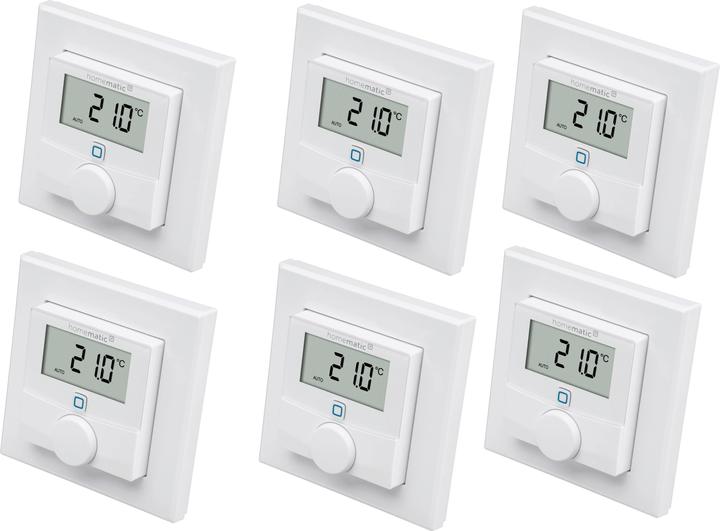 Produktbild Homematic IP 156669A0, Wandthermostat mit Luftfeuchtigkeitssensor, 6 Stück
