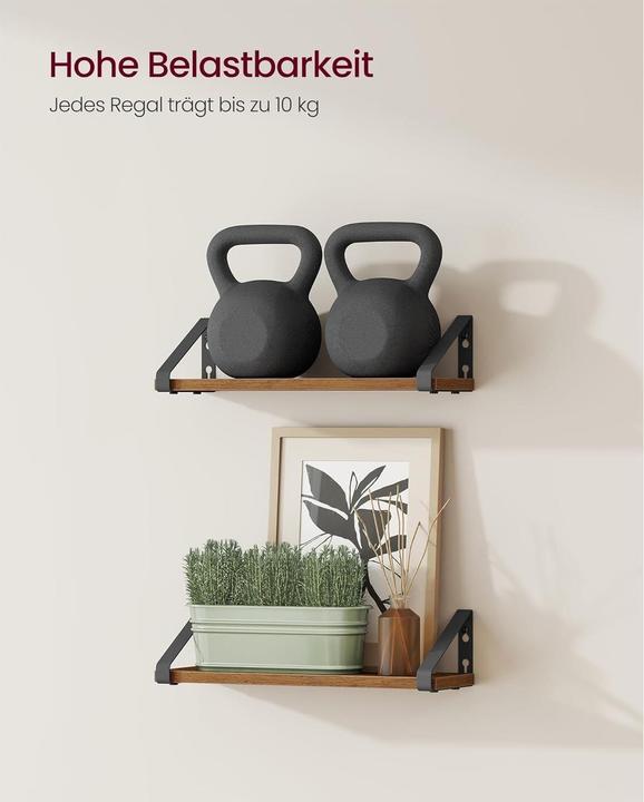 Immagine prodotto Vasagle Wandregal Industrial Schwarz (40 x 11.20 x 12.80 cm)