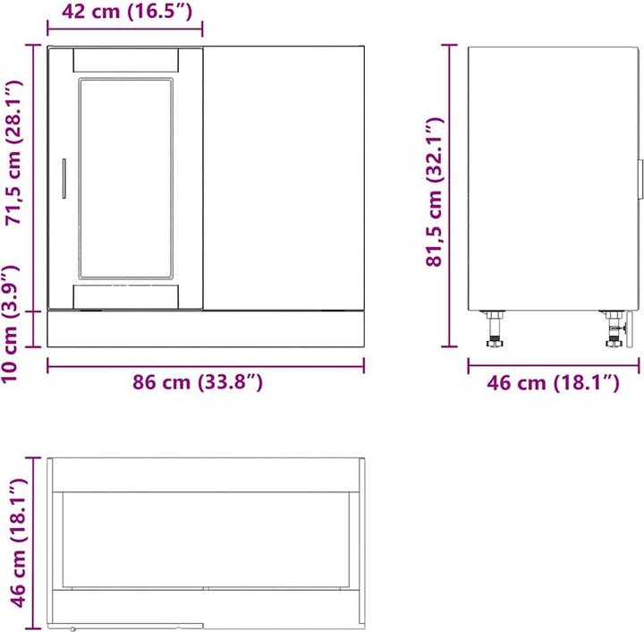 Produktbild vidaXL Küchenunterschrank (86 x 46 x 81.50 cm)