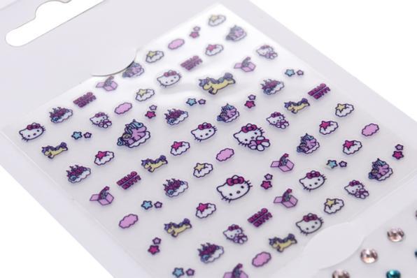 Actual product image Take Care Hello Kitty Sticker ongles Display