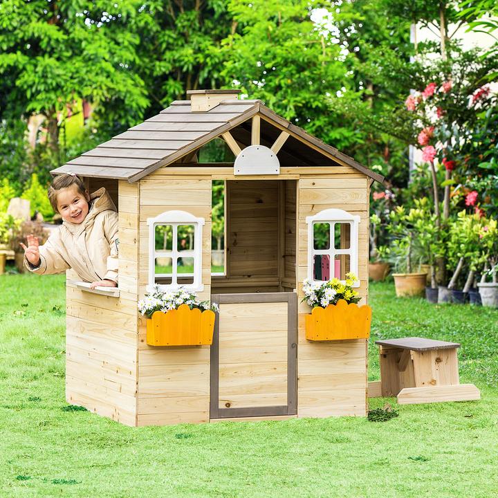 Image du produit Outsunny Maison de jeux pour enfants avec support pour pots de fleurs