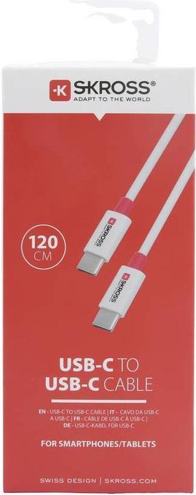 Image du produit Skross Câble USB USB-C to USB-C Cable 2.0, 1,2m blanc (1.20 m, USB 2.0, 36 W)