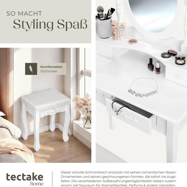 Produktbild tectake Schminktisch (40 x 40 x 143 cm)