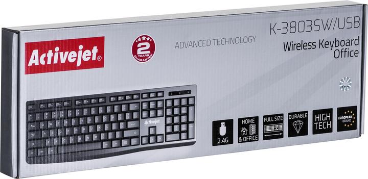 Actual product image Activejet Wireless Keyboard K-3803SW, battery powered, AAA (Eng. Int., Wireless)