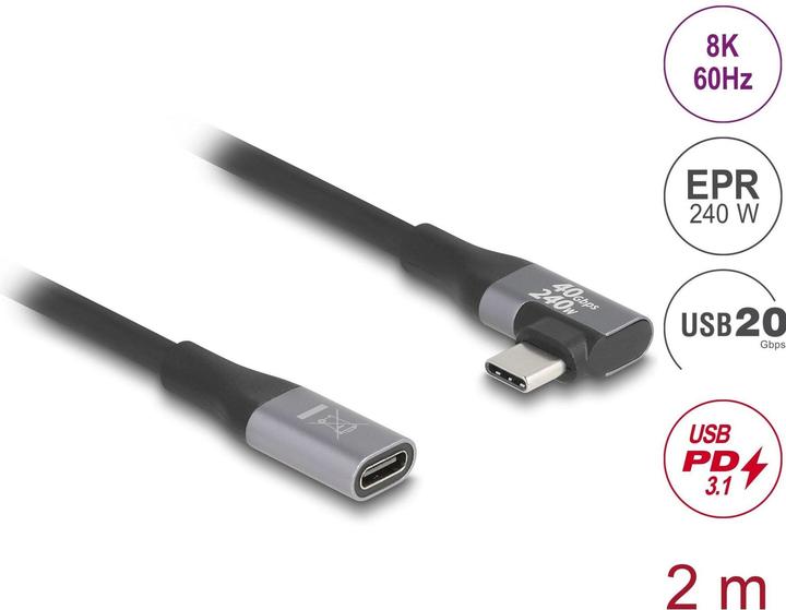 Produktbild Delock USB C – USB C (2 m, USB 3.2 Gen 2x2, 240 W)