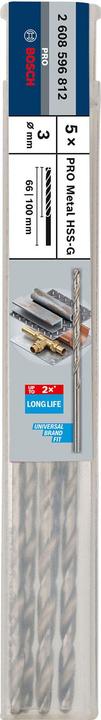 Produktbild Bosch Professional Zubehör PRO Metal HSS-G Spiralbohrer, 3 x 66 x 100 mm (3 mm)