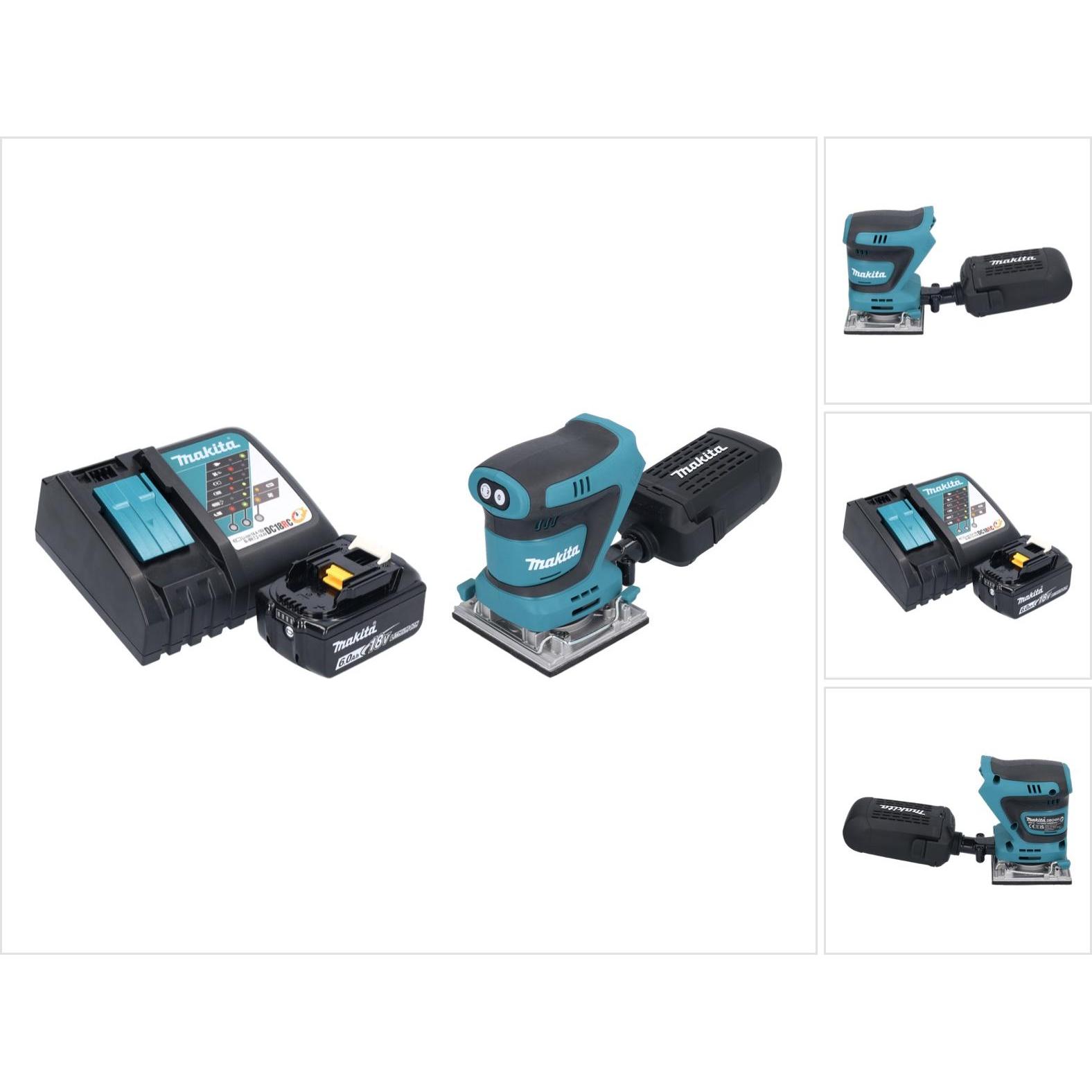Makita, Schleifmaschine + Poliermaschine, DBO 484 RG1 Akku Schwingschleifer 18 V 112 x 102 mm + 1x Akku 6,0 Ah + Ladeger...