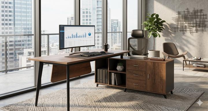 Image du produit Jet-Line Bureau SAN PAULO 2m à droite (160 x 160 x 75 cm)