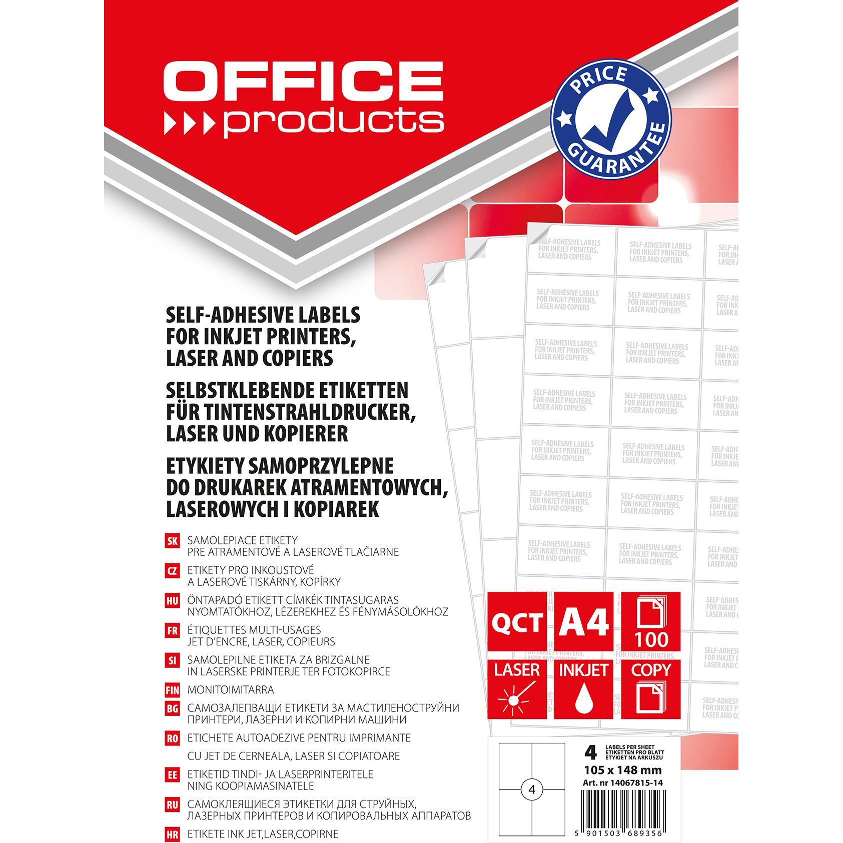 Office Products, Etiketten, Etiketten, 105x148mm, weiss, 100 blatt