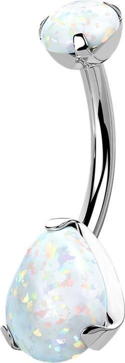 Produktbild Star Piercing Banane silber mit Opal und Opal Tropfen weiss (Titan G23, ohne Messing)