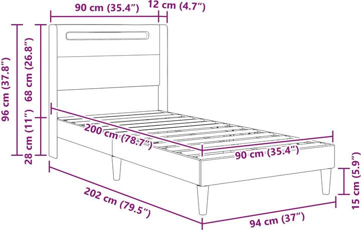 Actual product image vidaXL Modernes Bett (90 x 200 cm)