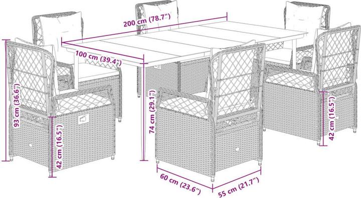 Produktbild vidaXL Garten Essgruppe (200 x 100 x 74 cm)