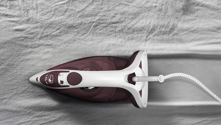 Actual product image Tefal EasyGliss Plus FV5714 Dry & Steam Iron Durilium Sole Bordeaux (2400 W, 190 g/min)