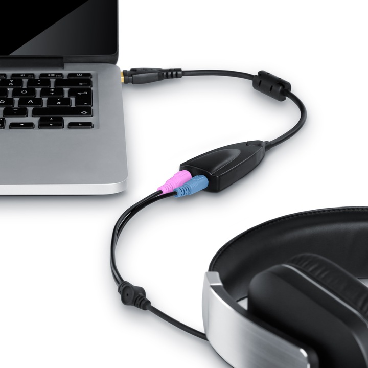 Produktbild Aplic USB Soundkarte extern, Virtual 7.1 Surround, Windows 10 & Mac OS X kompatibel (USB 2.0)