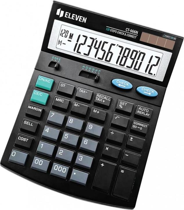 Actual product image Eleven Calculator CT666N, black desktop calculator with VAT calculation, 12 digits, automatic shut-off