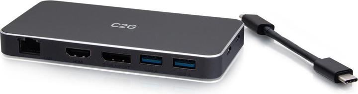 Produktbild C2G USB-C 7-in-1 Dual Display MST-Dockingstation mit HDMI, DisplayPort, Ethernet, USB und Power Deli (USB-C)