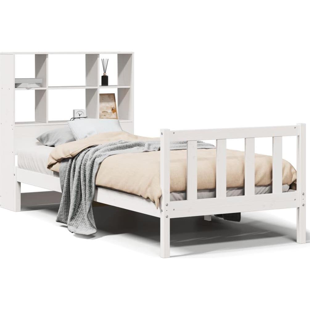 VidaXL, Bett, Massivholzbett Holzbett Bett Doppelbett Bettgestell Weiss 150x200cm Kiefer (150 x 200 cm)