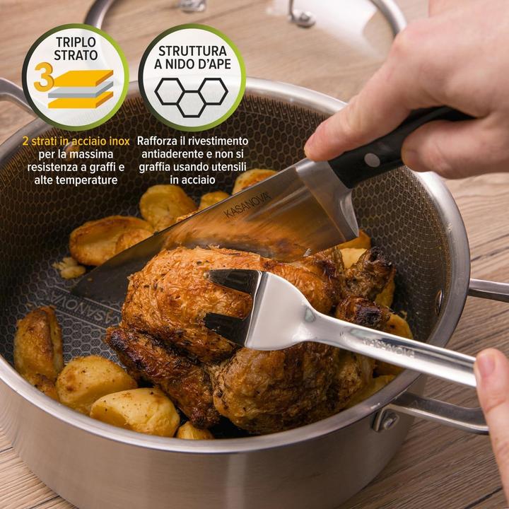 Productafbeelding Kasanova 8-teilige Antihaft-Kochgeschirr mit Glasdeckeln, induktionsgeeignet und ofenfest (Kookpotten en pannenset, Roestvrij staal)