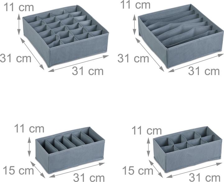 Actual product image Relaxdays 4-piece drawer organiser set (31 x 31 x 11 cm)